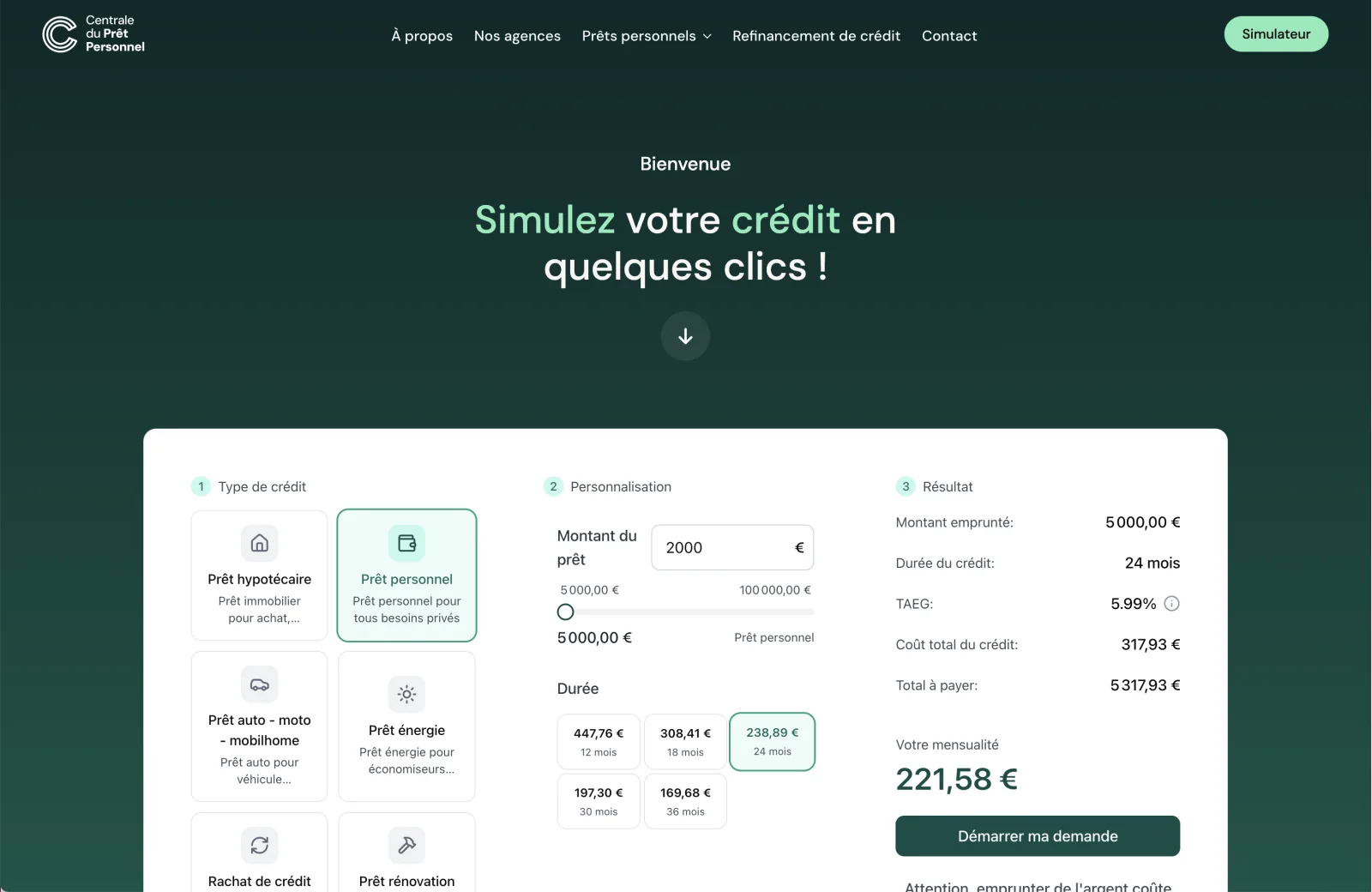 Centrale du Crédit — site & simulateur