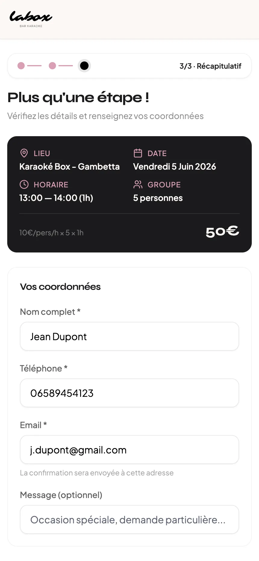 Karaoké Box — paiement mobile